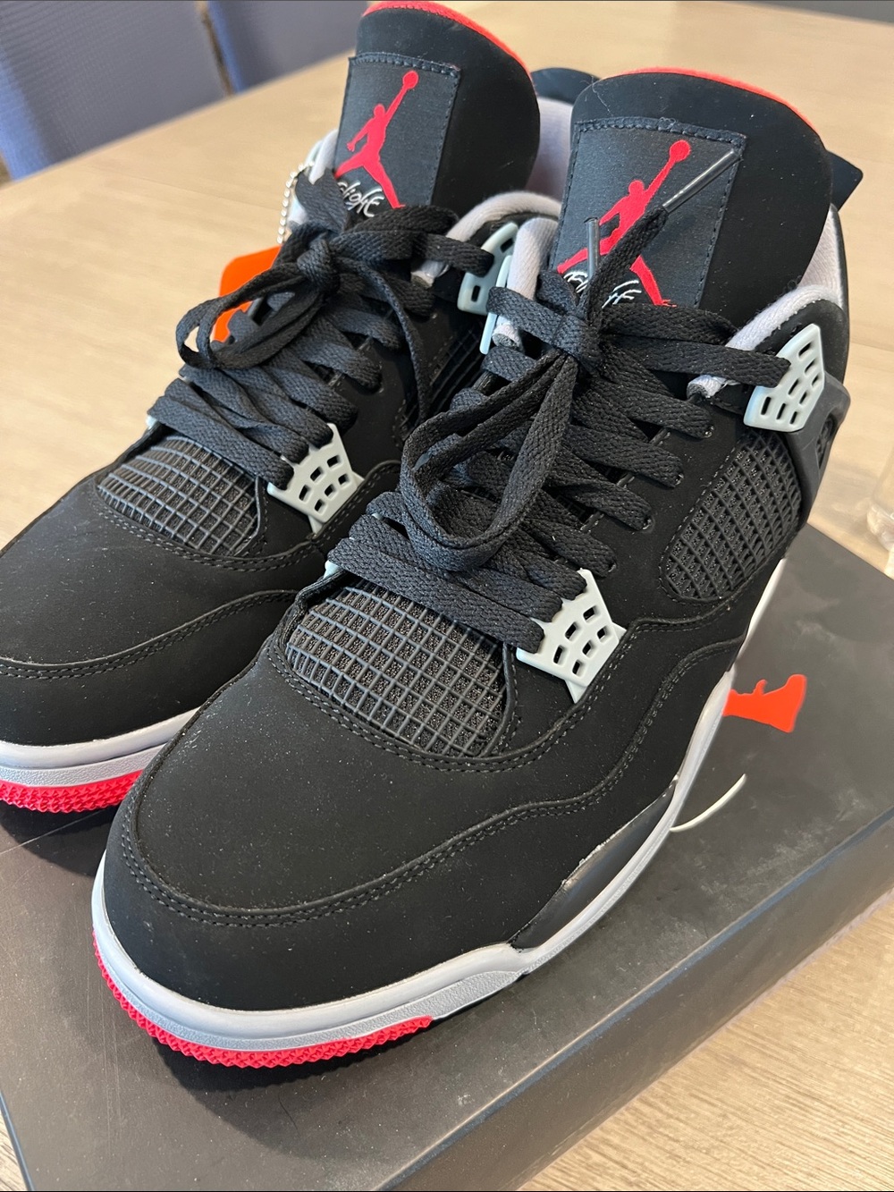 Jordan Black and Red High-Top Sneakers with Gray Accents